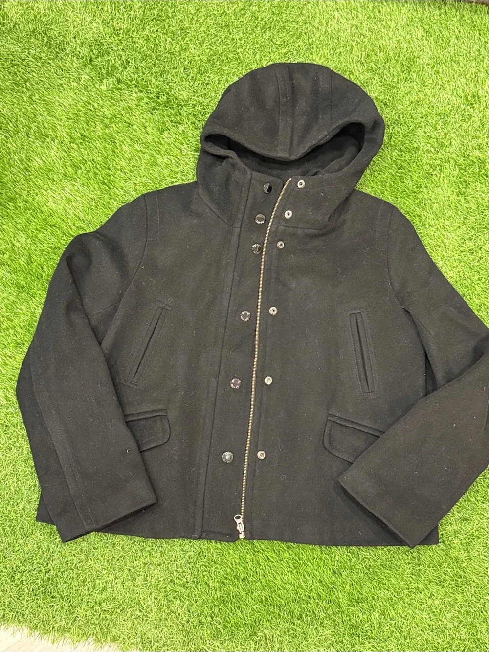Women’s J. Crew Black Hooded Wool Blend Jacket